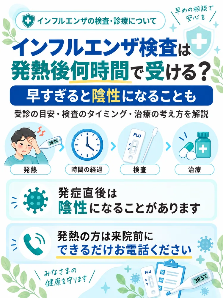 インフルエンザ検査は発熱後何時間で受ける? 早すぎると陰性になることも 新宿しまだ内科クリニック