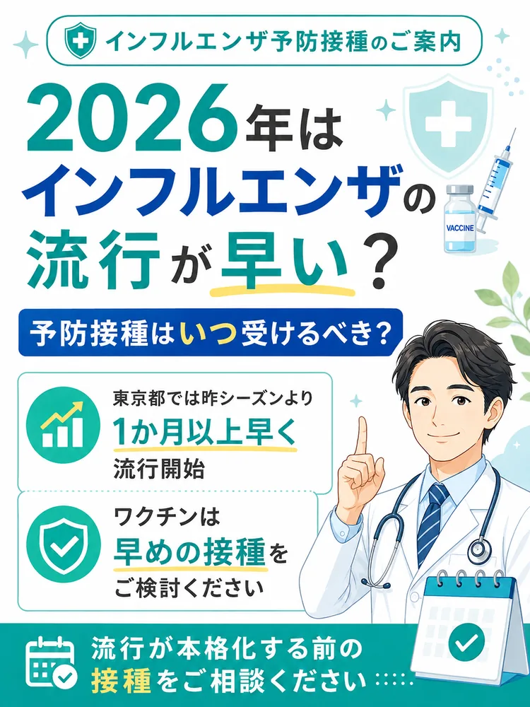 2026年はインフルエンザの流行が早い？ 予防接種はいつ受けるべき？ 新宿しまだ内科クリニック
