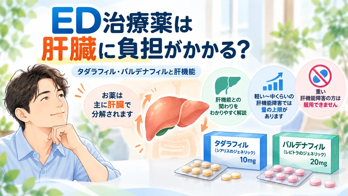 ED治療薬は肝臓に負担がかかる？タダラフィル・バルデナフィルは主に肝臓で分解されます